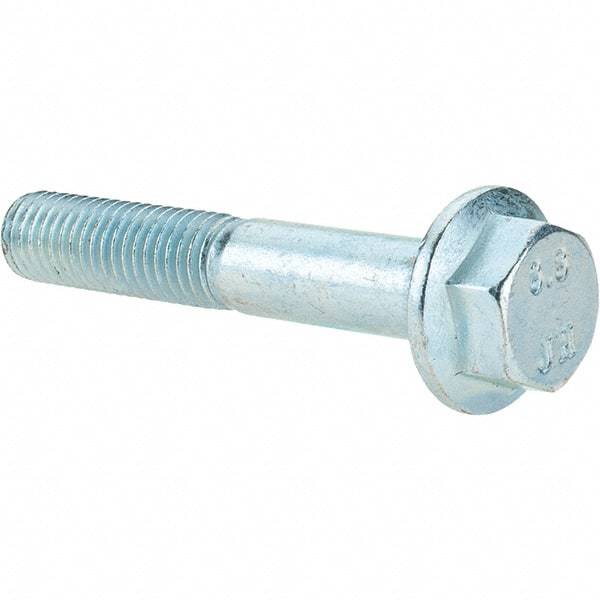 Value Collection - M10x1.50 Metric Coarse, 60mm Length Under Head, Hex Drive Flange Bolt - 26mm Thread Length, Grade 8.8 Steel, Smooth Flange, Zinc-Plated Finish - Top Tool & Supply