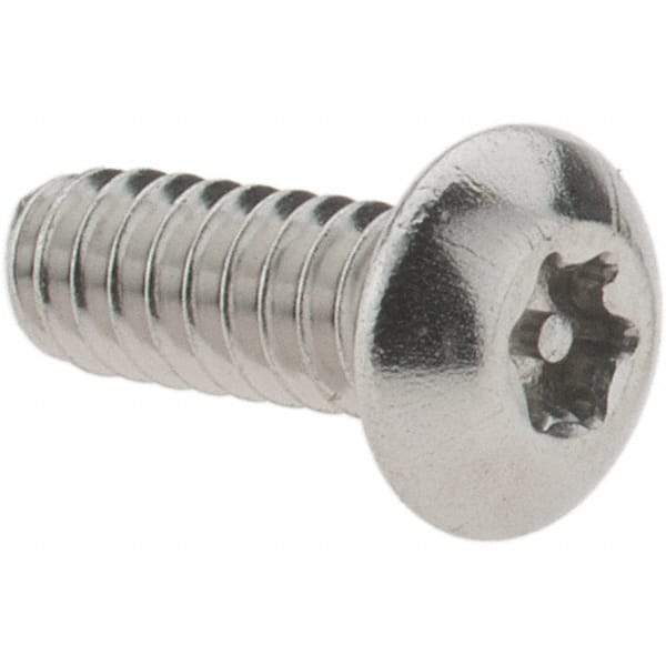 Value Collection - #6-32 UNC Pin In Torx Drive, Button Screw - Grade 18-8 Stainless Steel, Uncoated, 3/8" Length Under Head - Top Tool & Supply