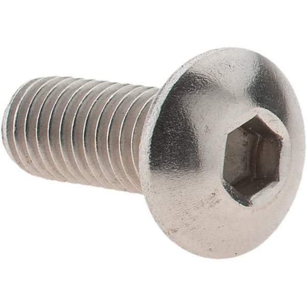 Value Collection - M5x0.80 Metric Coarse Hex Socket Drive, Button Screw - Grade 18-8 & Austenitic A2 Stainless Steel, Uncoated, Fully Threaded, 12mm Length Under Head - Top Tool & Supply