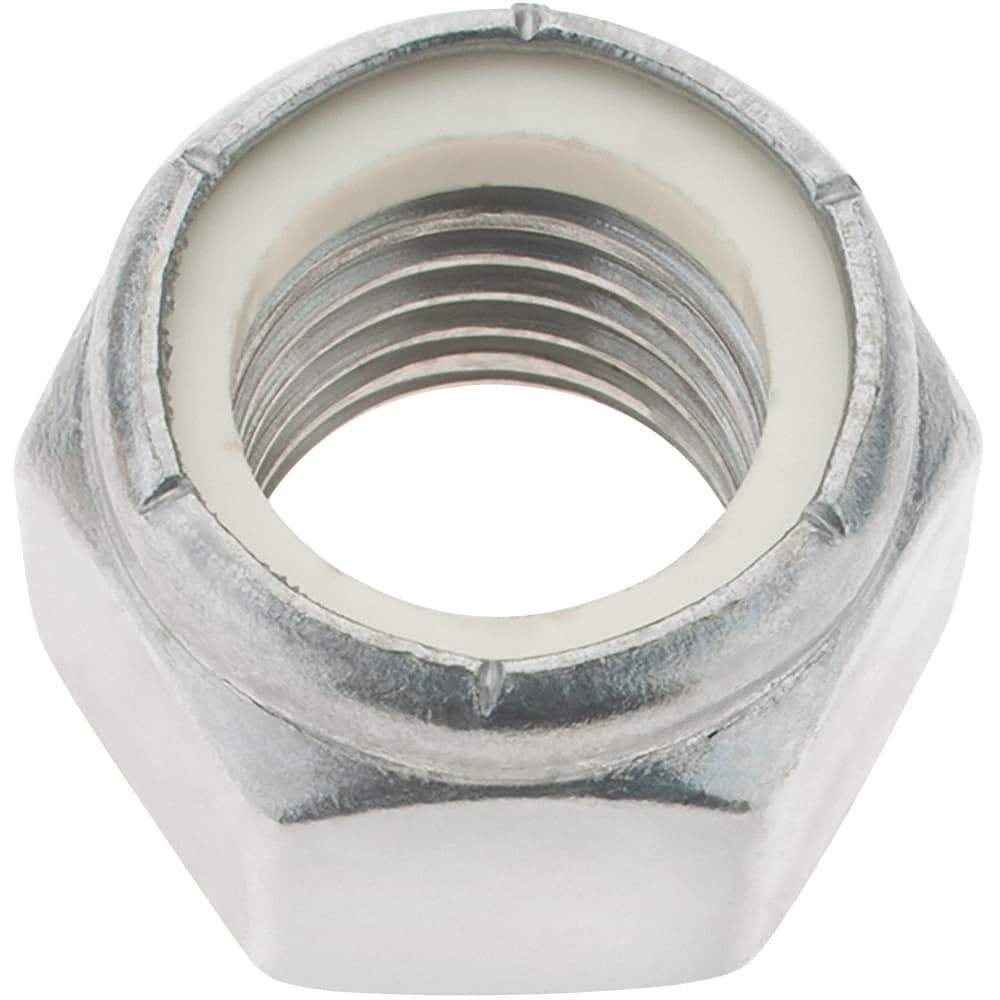 Value Collection - 1-8 UNC 18-8 Hex Lock Nut with Nylon Insert - 1-7/16" Width Across Flats, 1-3/64" High - Top Tool & Supply