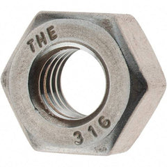 Value Collection - 5/16-18 UNC Stainless Steel Right Hand Heavy Hex Nut - 9/16" Across Flats, 19/64" High, Uncoated - Top Tool & Supply