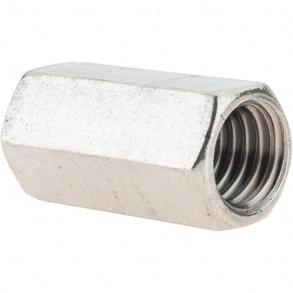 Value Collection - 1/2-13 UNC, 1-1/4" OAL Stainless Steel Standard Coupling Nut - 5/8" Width Across Flats - Top Tool & Supply