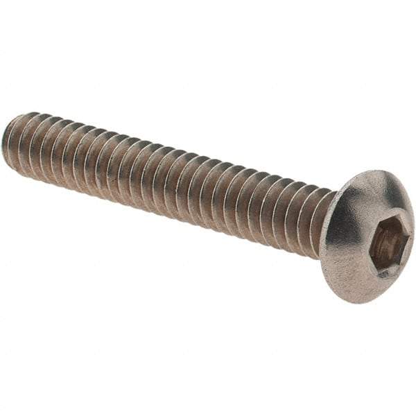 Value Collection - #10-24 UNC Hex Socket Drive, Button Screw - Grade 18.8 Stainless Steel, Fully Threaded, 1-1/4" Length Under Head - Top Tool & Supply