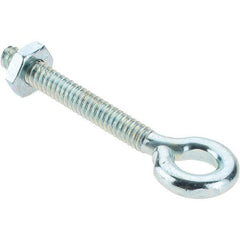 Value Collection - #10-24, Zinc-Plated Finish, Steel Wire Turned Eye Bolt - 1-3/16" Thread Length, 9/32" ID, 1-7/16" Shank Length - Top Tool & Supply