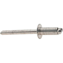 Value Collection - Size 86 Dome Head Stainless Steel Open End Blind Rivet - Stainless Steel Mandrel, 0.251" to 3/8" Grip, 1/2" Head Diam, 0.257" to 0.261" Hole Diam, 6250" Length Under Head, 1/4" Body Diam - Top Tool & Supply