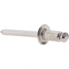 Value Collection - Size 84 Dome Head Stainless Steel Open End Blind Rivet - Stainless Steel Mandrel, 0.062" to 1/4" Grip, 1/2" Head Diam, 0.257" to 0.261" Hole Diam, 1/2" Length Under Head, 1/4" Body Diam - Top Tool & Supply