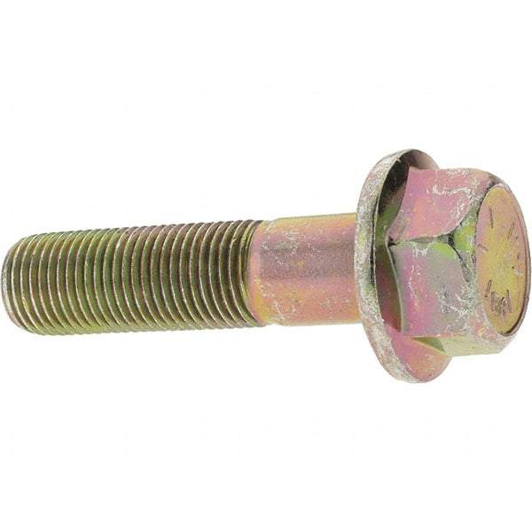 Value Collection - 1/2-20 UNF, 2" Length Under Head, Hex Drive Flange Bolt - 1-1/4" Thread Length, Grade 8 Alloy Steel, Smooth Flange, Zinc-Plated Finish - Top Tool & Supply