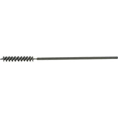 Brush Research Mfg. - 11/32" Diam Helical Steel Tube Brush - Single Spiral, 0.008" Filament Diam, 2-1/2" Brush Length, 9-1/2" OAL, 0.219" Diam Galvanized Steel Shank - Top Tool & Supply