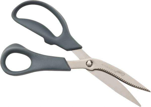 Clauss - 3-1/4" LOC, 8" OAL Titanium Standard Shears - Right Hand, Serrated, Glass Filled Nylon Offset Handle, For General Purpose Use - Top Tool & Supply