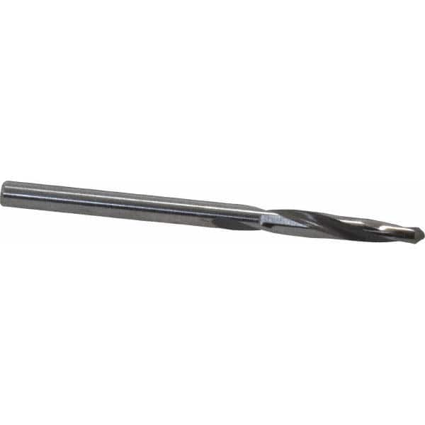 Screw Machine Length Drill Bit: 0.125″ Dia, 118 °, Carbide Tipped Bright/Uncoated, Right Hand Cut, Spiral Flute, Straight-Cylindrical Shank, Series 110