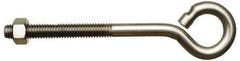 Gibraltar - 3/8-16, Stainless Steel Wire Turned Open Eye Bolt - 1-1/2" Thread Length, 3/4" ID x 1-13/32" OD, 3" Shank Length - Top Tool & Supply