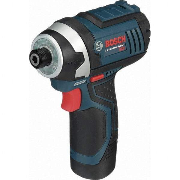 Bosch - 18 Volt, 1/4" Drive, 930 In/Lb Torque, Cordless Impact Driver - 2600 RPM, 2 Lithium-Ion Batteries Included - Top Tool & Supply