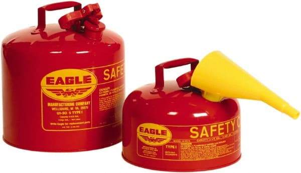 Eagle - 1 Gal Galvanized Steel Type I Safety Can - 8" High x 9" Diam, Red - Top Tool & Supply