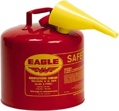 Eagle - 5 Gal Galvanized Steel Type I Safety Can - 13-1/2" High x 12-1/2" Diam, Red - Top Tool & Supply