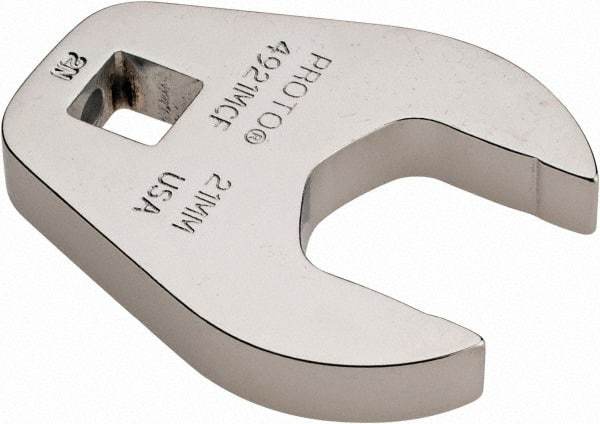 Proto - 21mm 3/8" Drive Chrome Crowfoot Wrench - 1-23/32" Head Diam x 1/4" Head Thickness, 2-3/32" OAL - Top Tool & Supply