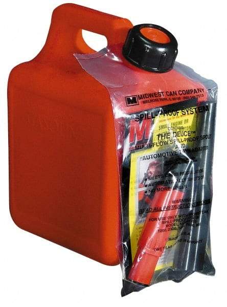 Made in USA - 1 Gal High Density Polyethylene Spill-Proof CARB Gas Can - 9-1/2" High x 7-1/2" Diam, Red - Top Tool & Supply