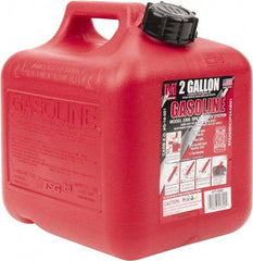 Made in USA - 2 Gal High Density Polyethylene Spill-Proof CARB Gas Can - 9-3/4" High x 9-1/4" Diam, Red - Top Tool & Supply