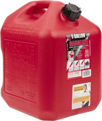 Made in USA - 5 Gal High Density Polyethylene Spill-Proof CARB Gas Can - 16" High x 10-3/4" Diam, Red - Top Tool & Supply