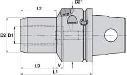 Kennametal - KM63XMZ Modular Connection, 32mm Hole Diam, Hydraulic Tool Holder/Chuck - 60mm Nose Diam, 100mm Projection, 51mm Clamp Depth, 15,000 RPM, Through Coolant - Exact Industrial Supply