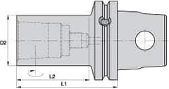 Kennametal - KM63XMZ Outside Modular Connection, KM40 Inside Modular Connection, KM63 to KM40 Reducing Adapter - 80.01mm Projection, 39.88mm Nose Diam, 120.02mm OAL, Through Coolant - Exact Industrial Supply