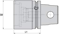 Kennametal - KR50 Inside Modular Connection, Boring Head Modular Connection - KM63XMZ Outside, Modular Connection Mount, 2.362 Inch Projection, 2.557 Inch Nose Diameter - Exact Industrial Supply