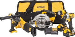 DeWALT - 12 Piece 20 Volt Cordless Tool Combination Kit - Includes 1/2" Hammerdrill, 1/4" Impact Driver, Reciprocating Saw, 6-1/2" Circular Saw & LED Worklight, Lithium-Ion Battery Included - Top Tool & Supply