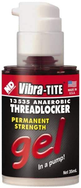 Vibra-Tite - 35 mL Bottle, Red, High Strength Gel Threadlocker - Series 135, 24 hr Full Cure Time, Hand Tool, Heat Removal - Top Tool & Supply