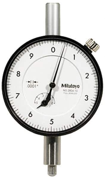 Mitutoyo - 1mm Range, 0-10-0 Dial Reading, 0.001mm Graduation Dial Drop Indicator - 57mm Dial, 0.2mm Range per Revolution, 0.004mm Accuracy, Revolution Counter - Top Tool & Supply