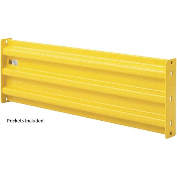 Steel King - 7' Long x 14" High, Yellow Steel Straight Heavy Duty Guard Rail - 3 Rails Accommodated, 2-1/2" Deep, 54 Lb - Top Tool & Supply