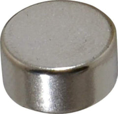 Mag-Mate - 3/8" Diam x 3/16" High Neodymium Rare Earth Magnet - 4.5 Lb Max Capacity, 200°F Max, Nickel Plated - Top Tool & Supply