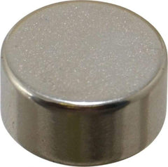 Mag-Mate - 1/2" Diam x 1/4" High Neodymium Rare Earth Magnet - 6.5 Lb Max Capacity, 200°F Max, Nickel Plated - Top Tool & Supply