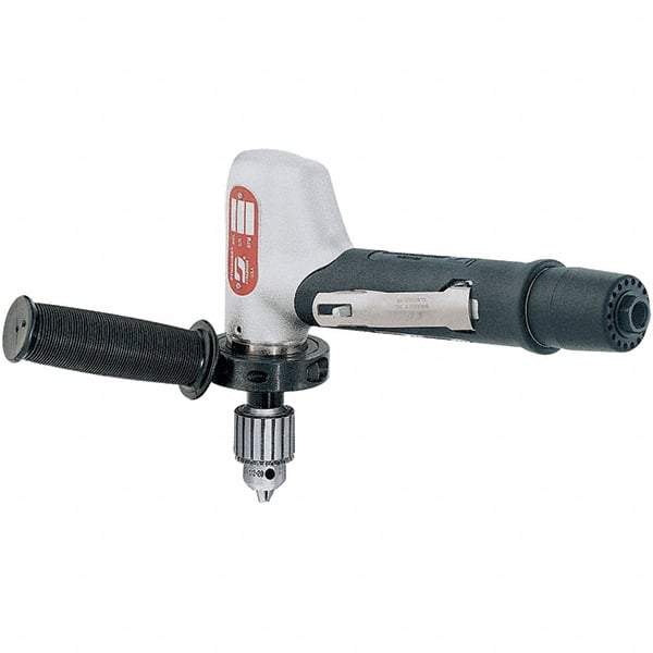 Dynabrade - 1/2" Keyed Chuck - Right Angle Handle, 3,400 RPM, 0.7 hp, 90 psi - Top Tool & Supply