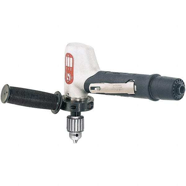 Dynabrade - 1/2" Keyed Chuck - Right Angle Handle, 4,500 RPM, 0.7 hp, 90 psi - Top Tool & Supply