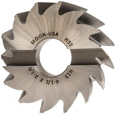 Made in USA - 4-1/2" Diam, 1-1/2" Arbor Hole Diam, 2-1/4" Length of Cut, 14 Flute, High Speed Steel, Finisher Shell End Mill - Right Hand Cut, Right Hand Spiral Flute, Uncoated - Top Tool & Supply