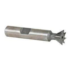 Made in USA - 1/2" Diam x 7/32" Width of Cut, 60° Included Angle, Cobalt Dovetail Cutter - 3/8" Shank Diam, 2-1/8" Overall Length, Weldon Flat, Uncoated - Top Tool & Supply