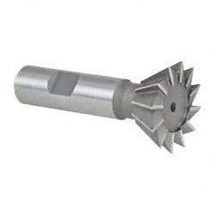 Made in USA - 1-3/8" Diam x 9/16" Width of Cut, 60° Included Angle, Cobalt Dovetail Cutter - 5/8" Shank Diam, 2-7/8" Overall Length, Weldon Flat, Uncoated - Top Tool & Supply