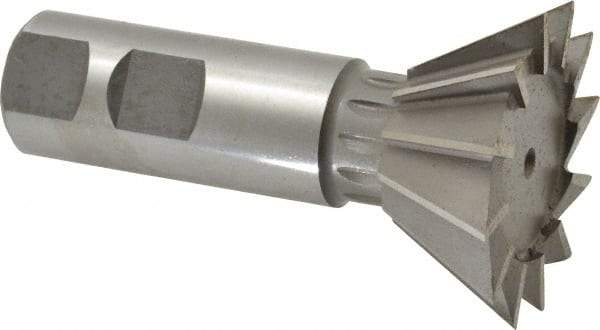 Made in USA - 1-7/8" Diam x 13/16" Width of Cut, 60° Included Angle, Cobalt Dovetail Cutter - 7/8" Shank Diam, 3-1/4" Overall Length, Weldon Flat, Uncoated - Top Tool & Supply