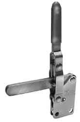 Lapeer - 700 Lb Holding Capacity, Vertical Handle, Manual Hold Down Toggle Clamp - 57° Handle Movement, 106° Bar Opening, Solid Bar, Straight Base, Carbon Steel - Top Tool & Supply