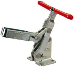 Lapeer - 600 Lb Holding Capacity, Vertical Handle, Manual Hold Down Toggle Clamp - 57° Handle Movement, 106° Bar Opening, U-Bar, Flanged Base, Carbon Steel - Top Tool & Supply