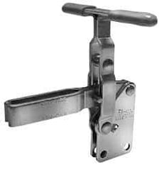 Lapeer - 600 Lb Holding Capacity, Vertical Handle, Manual Hold Down Toggle Clamp - 57° Handle Movement, 106° Bar Opening, U-Bar, Straight Base, Carbon Steel - Top Tool & Supply