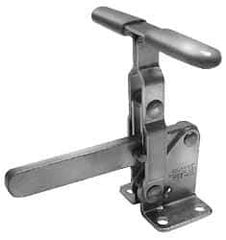 Lapeer - 700 Lb Holding Capacity, Vertical Handle, Manual Hold Down Toggle Clamp - 57° Handle Movement, 106° Bar Opening, Solid Bar, Flanged Base, Carbon Steel - Top Tool & Supply