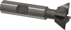 Made in USA - 1" Diam x 3/8" Width of Cut, 60° Included Angle, Carbide-Tipped Dovetail Cutter - 1/2" Shank Diam, 2-1/2" Overall Length, 0.02" Corner Radius, Weldon Flat, Uncoated - Top Tool & Supply