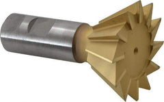 Made in USA - 2-1/2" Diam x 1-1/8" Width of Cut, 60° Included Angle, High Speed Steel Dovetail Cutter - 1" Shank Diam, 3-3/4" Overall Length, Weldon Flat, TiN Coated - Top Tool & Supply