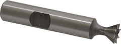 Made in USA - 3/8" Diam x 3/16" Width of Cut, 60° Included Angle, High Speed Steel Dovetail Cutter - 3/8" Shank Diam, 2-1/8" Overall Length, Weldon Flat, Uncoated - Top Tool & Supply