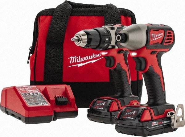 Milwaukee Tool - 18 Volt Cordless Tool Combination Kit - Includes Compact Drill/Driver & Impact Driver, Lithium-Ion Battery Included - Top Tool & Supply