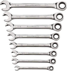 GearWrench - 8 Piece, 5/16" to 3/4", 12 Point Ratcheting Combination Wrench Set - Inch Measurement Standard, Chrome Finish - Top Tool & Supply