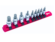 9 Piece - Hex Metric Socket Set  1/4" Square Drive 1.5-4.0 3/8" Square Drive 5.0-10.0mm On Rail - 1/4" Replaceable Hex Bits. - Top Tool & Supply