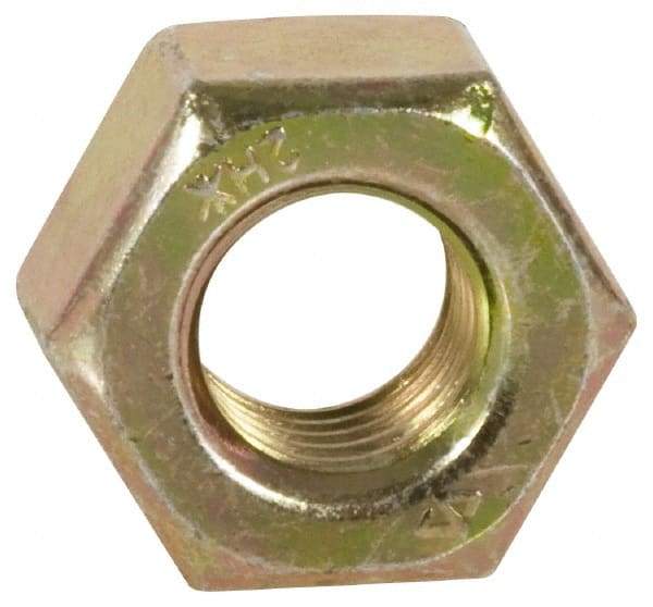 Value Collection - 1-8 UNC Steel Right Hand Heavy Hex Nut - 1-5/8" Across Flats, 63/64" High, Zinc Yellow Dichromate Finish - Top Tool & Supply