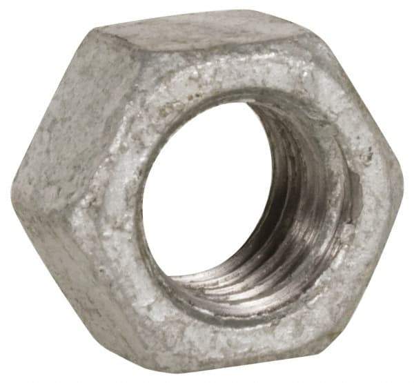 Value Collection - 1/4-20 UNC Steel Right Hand Heavy Hex Nut - 1/2" Across Flats, 15/64" High, Hot Dipped Galvanized Finish - Top Tool & Supply