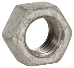 Value Collection - 1/4-20 UNC Steel Right Hand Heavy Hex Nut - 1/2" Across Flats, 15/64" High, Hot Dipped Galvanized Finish - Top Tool & Supply